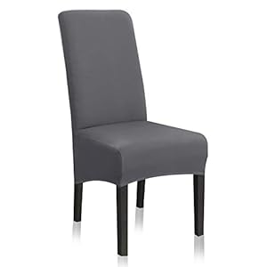 Stretch Dining Chair Slipcovers, XL/Oversized Removable Washable Soft Spandex Extra Large Dining Room Chair Covers for Kitchen Hotel Table Banquet Solid Color (2 Per Set, Gray)