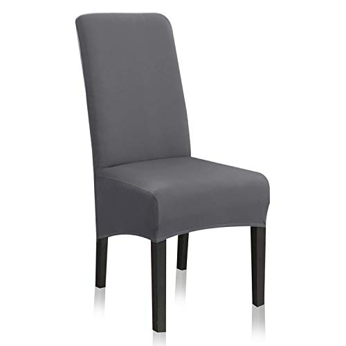 Stretch Dining Chair Slipcovers, XL/Oversized Removable Washable Soft Spandex Extra Large Dining Room Chair Covers for Kitchen Hotel Table Banquet Solid Color (2 Per Set, Gray)