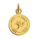 LES POULETTES BIJOUX - Wisiorek pozłacany okrągły medal koliber liście
