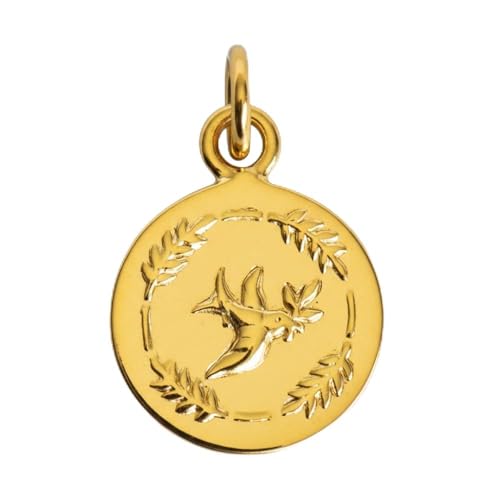 LES POULETTES BIJOUX - Wisiorek pozłacany okrągły medal koliber liście