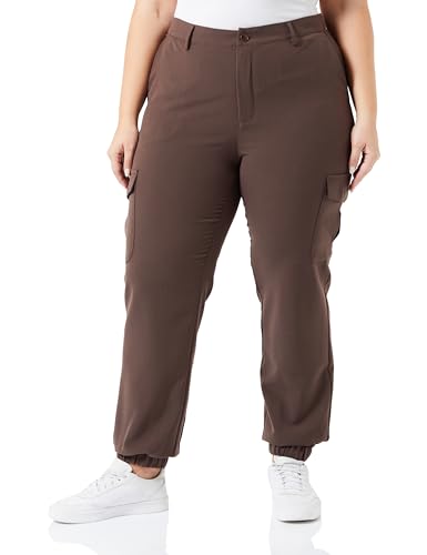 Kaffe Women's Trousers High Waisted Cropped Length Cargo Pockets Regular Fit Pantalones, Java, 46 De Las Mujeres