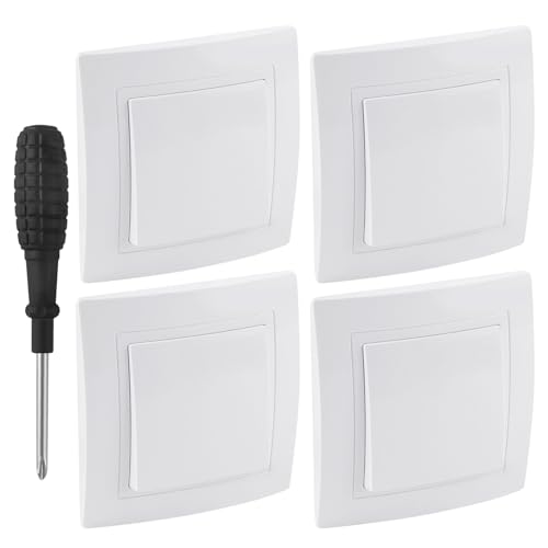 4 PCS Interruptor de Serie Empotrado Interruptor/Conmutado Conmutador | UYUYong Interruptor Pared Simple 10A 250V Pulsador Luz Interruptores Luz light switch para Escaleras Corredor Dormitorio
