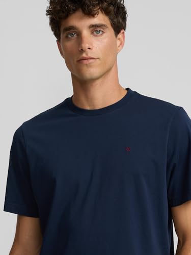 SILBON Camiseta Minilogo Azul Marino Manga Corta para Hombre Talla M