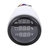 Bnineteenteam 52mm 3 in 1 Digital Gauge, Water Level Sewage Voltage Monitor with Intelligent Alarm for Car Marine Boat RV, Blue Display (Black Dial Black Bezel)