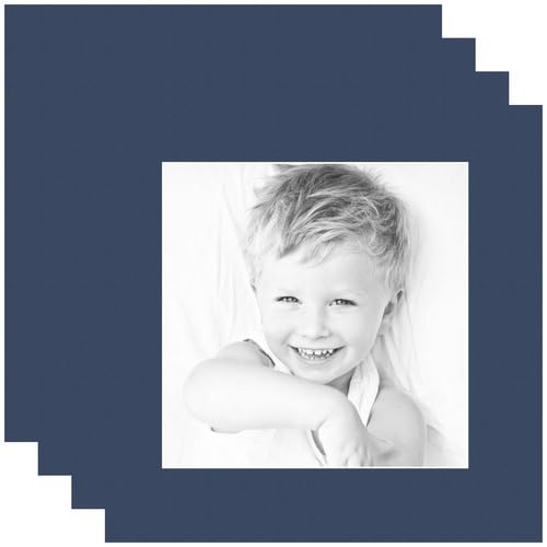 9x9 Deep Blue/Midnight Blue Custom Mat for Picture Frame with 5x5 Opening Size (Mat Only, Frame NOT Included) - 4 Pack