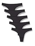 Elastisch Amazon-Marke: Iris & Lilly Damen Tanga aus Mikrofaser, 5er-Pack, Schwarz (Schwarz), S, Label: S