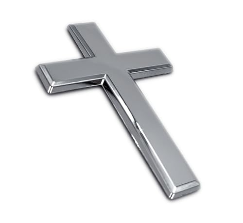 Image of Elektroplate Cross OEM Chrome Emblem for Cars, Trucks, and All Auto | Universal Fit at 3.15 inch x 2.1 inch | Weatherproof