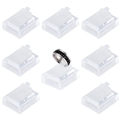 SUNNYCLUE 8Pcs Acrylic Ring Display Holder Clear Plastic Transparent Square Storage Stands Displays Showcase Organizer for Jewelry Towers Weddings Rings Men Women Trade shows Stores
