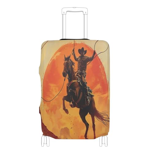Cowboy Luggage Cover for Suitcase, Elastic Travel Protector with Zipper, Washable Anti-Scratch Dustproof Luggage Sleeve Fits 18-20 Inch
