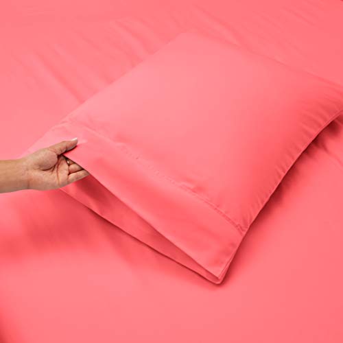 Image of Hearth & Harbor Extra Deep Pocket California King Sheets - 4 Piece Hotel Luxury California King Sheet Set Fits Up to 24 inch Mattress - Ultra Soft Luxury Bed Sheet Set - Cal King, Coral Pink