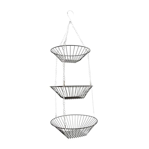 Cesta de almacenamiento para cocina colgante de alambre con 3 niveles