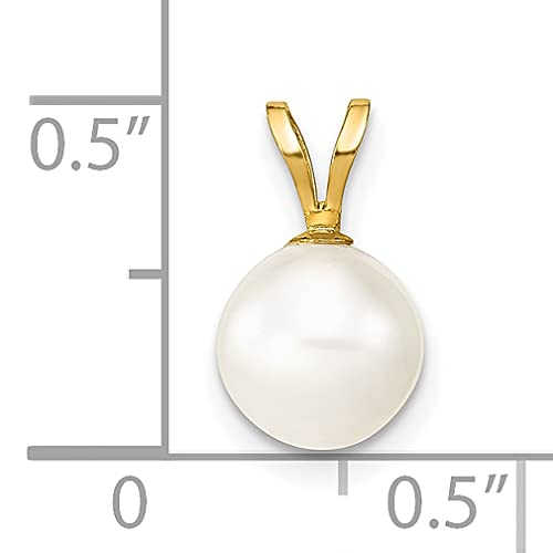14k Yellow Gold 7 8mm Round White Freshwater Cultured Pearl Necklace Charm Pendant Fine Jewelry For Women Gifts For Her - Image 4