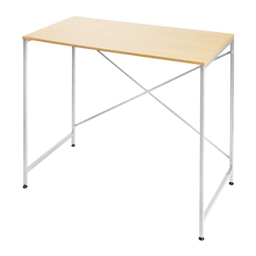 デスク パソコンデスク 幅80cm 奥行48cm 高さ70cm PCデスク 勉強机 書斎机 オフィスデスク 作業台 ゲーミングデスク おしゃれ コンパクト 組立簡単 ダークブラウン 耐荷重50kg 安定性高い モニターアーム対応 X型クロスサポート (ナチ