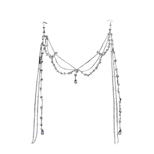 Chaîne de tête mariage et coiffure de mariée bohème avec pendentif goutte