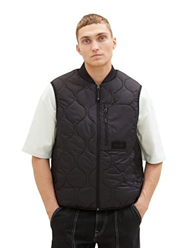 Gilet matelassé en jean col bomber pour homme en denim bleu marine
