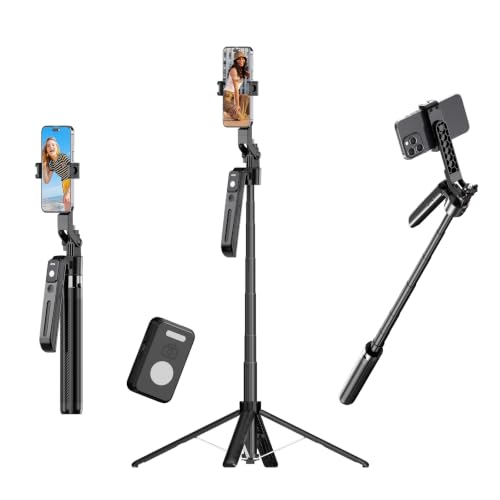 FUNSNAP 70.9' Auto Face Tracking Selfie Stick Tripod for iPhone Android with Lights, No App,...