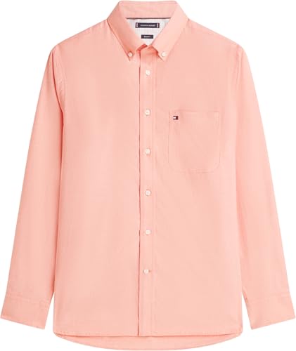 Tommy Hilfiger Herren Hemd Light Oxford Solid mit Stretch, Orange (Brilliant Orange), XS – Ansicht 6