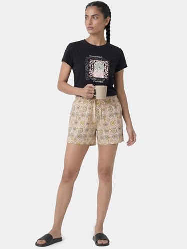 Image of Enamor Drawstring Mid Thigh Length Mid Rise Basic Shorts - Relaxed Fit, Super Soft Cotton - E062