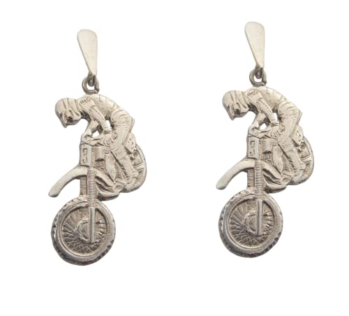 Bewegung Von Cross: Ohrringe Anhänger aus Silber 925 - Motocross - Pilot - Biker - Enduro