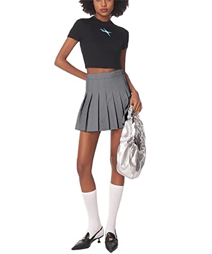 Minissaia plissada de cintura alta saia de tênis para mulheres meninas vestido de uniforme escolar s