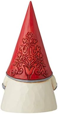 Enesco Jim Shore Heartwood Creek Nordic Noel Floral Hat Gnome Yule Tomte Figurine, 3.86" H, Red, Dirty White, Grey