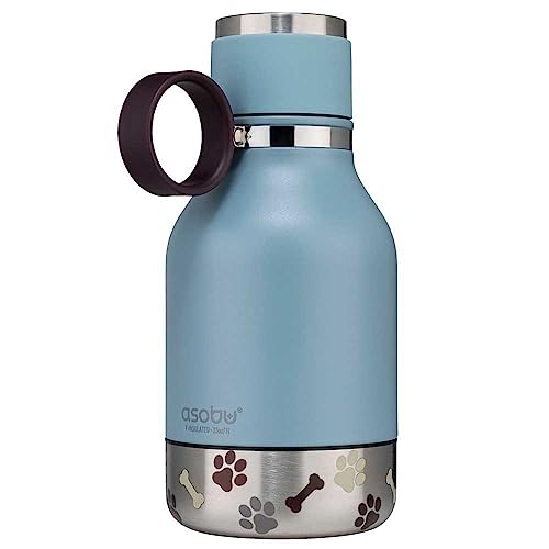asobu Dog Bowl Attached to Stainless Steel Insulated Bottle 1 Liter (Blue)