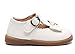 DADAWEN Girl's T-Strap School Uniform Dress Shoe Mary Jane Princess Flat Cream White US Size 8.5 M Toddler