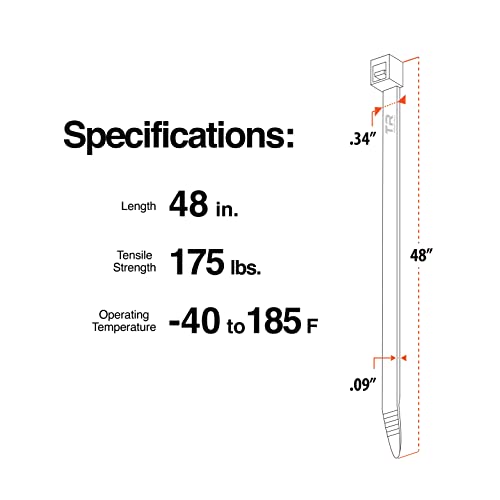 TR Industrial Multi-Purpose UV Resistant Black Cable Ties, 48 inches, 50 Pack - Thumbnail 6
