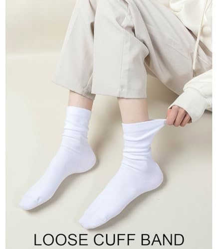 Women's Loose Calf Cotton Crew Socks Long Seamless Breathable All-Season Socks, White2