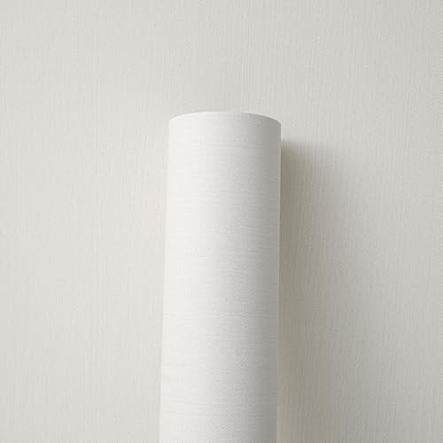LVSHI 24"x393" White Grasscloth Peel and Stick Fabric Textured Contact Paper Linen Wallpaper Vintage Matte Frosted Waterproof Flax Seagrass Wallpaper for Bedroom Bathroom Kitchen (Off-White) by LVSHI - Image 5