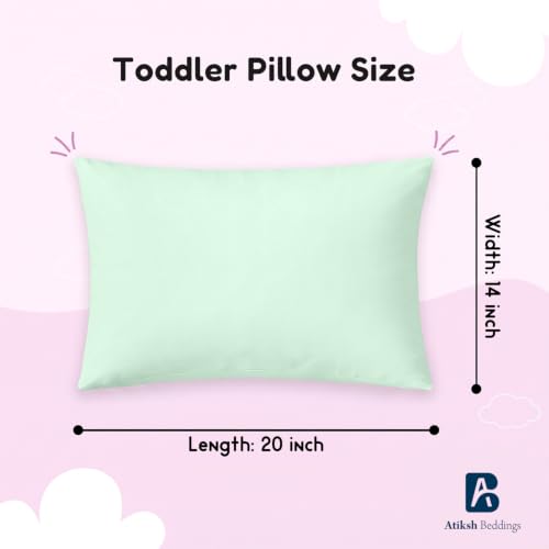 Image of Atiksh Beddings 14x20 Toddler Travel Pillow Cases, Pack of 2, 100% Egyptian Cotton, 600 Thread Count, Zipper Closure, Small Pillowcase for Kids, Daycare, Preschool & Travel, Apple Green