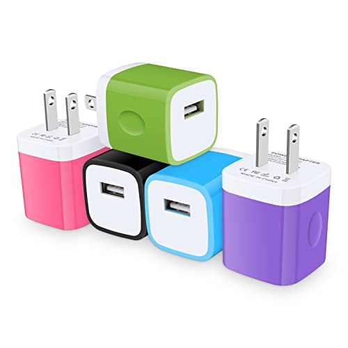 USB Wall Charger, Charger Block, 5-Pack Charging Blocks 1A Travel Charging Cube Charger Box for iPhone 14 Pro Max 14 13 12 11,8,7,6, iPad,Samsung Galaxy S22 Ultra S21 FE A13 5G A03S A53,LG,Pixel 6