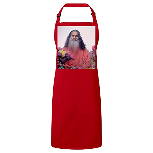 Tablier cuisine rouge Swami Satchidananda vêtement gourou indien