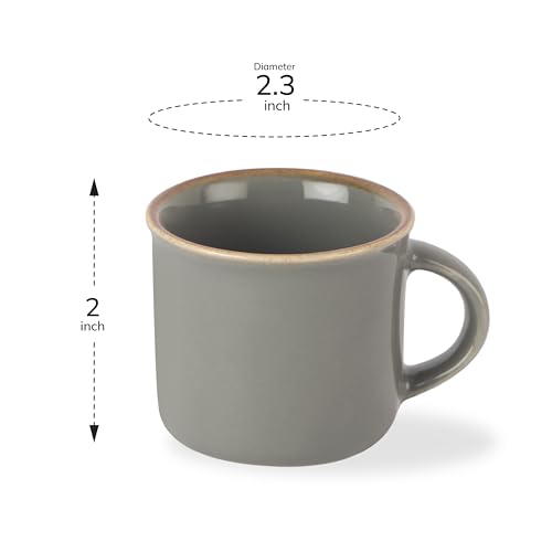 Image of CELLO Estella Nexus Color Silver Mist Plain Mug Set of 6, 90ml, Grey | Scratch Resistant | Porcelain Tea, Coffee Mug Set | Ideal for Daily Use & Gifting | Dishwasher Safe | Small Mug |