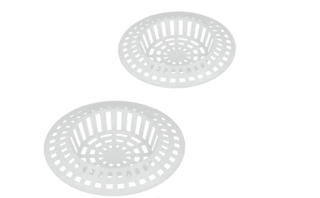Dzina SINKSTRAINER Sink Strainer/Drain Hair Catcher Set, Plastic, Pack of 2, White