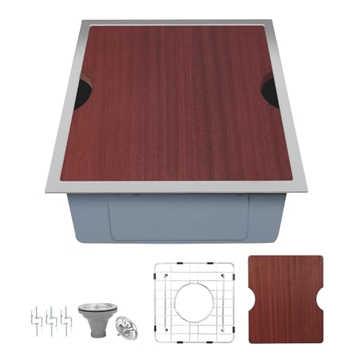 Beleeb 13 x 15 Undermount Bar Sink Workstation, 18 Gauge Stainless Steel Bar Small Sink - 9 Inches Deep Basin Single Bowl with Accessories by Beleeb - Used condition - US$71.99