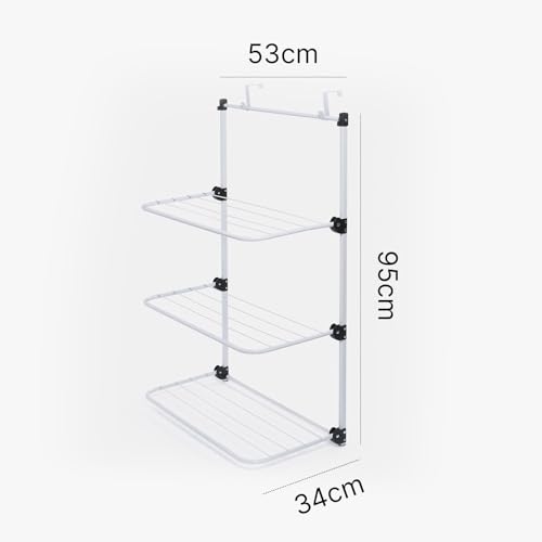OHS Over The Door Tiered Foldable Drying Rack, Space Saving Clothes Drying Rack Multi-Tiered Design for Easy Indoor Drying Airer for Home, One Size - White - Image 6