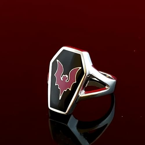 Image of Vampire Goth Coffin Ring with Bat