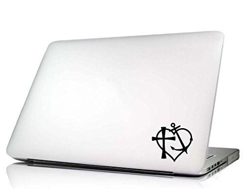 Laptop Decal Symbol Faith Hope Love but The Greatest of These is Love Corinthians 13:13 Heart Cute Anchor Cross Vinyl MacBook Skin Sticker Saying Lettering Religious Art Keyboard Decal Die-Cut