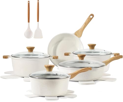 Image of Sensarte Nonstick Ceramic Cookware Set 15-Piece, PFAS and PTFE Free