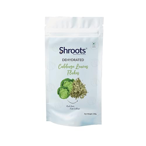 Image of SHROOTS Dehydrated Cabbage Leaves Flakes | 100% Natural & Pure Vegetarian | Machine-Dried | Nutrient-Rich & Aromatic | Ideal for Cooking, Soups, Curries & Seasoning | 100g Each, Pack Of 3