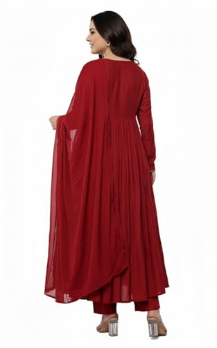Image of KLOSIA Women Embroidery Solid Anarkali Kurta and Pant Set with Dupatta