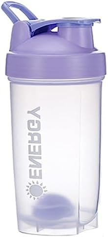 Protein Shaker Bottle Sports Supplements Shakers With Mixer Ball, BPA Free Leak Proof Screw On Lid Workout Water Cup 500 ml（Purple）