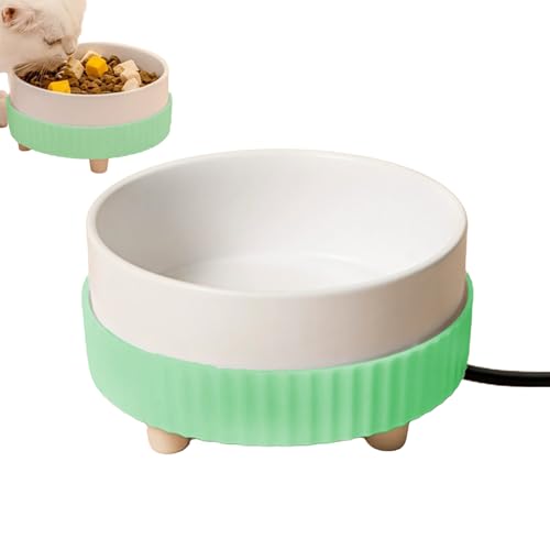 Bebedero calefactable para mascotas, cuenco termostático para gatos de cerámica, bebedero de cerámica para animales de bajo consumo - Para gatos, perros y cachorros