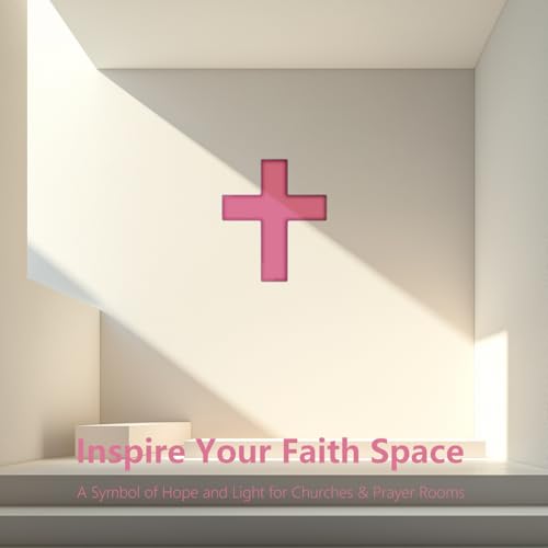 Image of Anrookie 3D LED Neon Cross Sign 9 x 8 in, USB-Powered Custom Neon Light with 5-Level Dimmer, 5 Color Options, Decorative Wall Art for Home, Bedroom, Church, Party, and Gifts (Blush Pink)