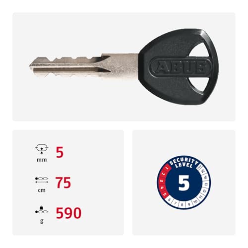 ABUS Kettenschloss Steel-O-Chain 5805K – Fahrradschloss aus Stahl – ABUS-Sicherheitslevel 5 – 75 cm – Schwarz