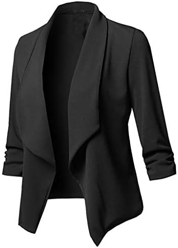 Womens Solid Open Front Cardigan Long Sleeve Blazer Casual Jacket Coat Hoodies Outerwear Sweatshirt Coat Overcoat