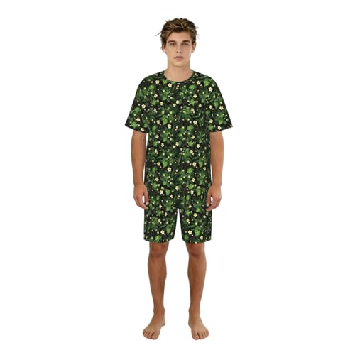 Pijama hawaiano contra el calor nocturno conjunto de dormir suave para hombre con bolsillos