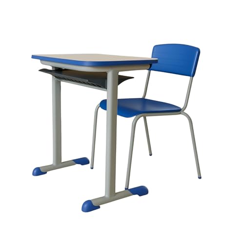 Tampo Carteira Escolar Cinza Cristal 61x46cm em MDF com Perfil Azul – Superfície Resistente e Fácil de Limpar Home Gourmet
