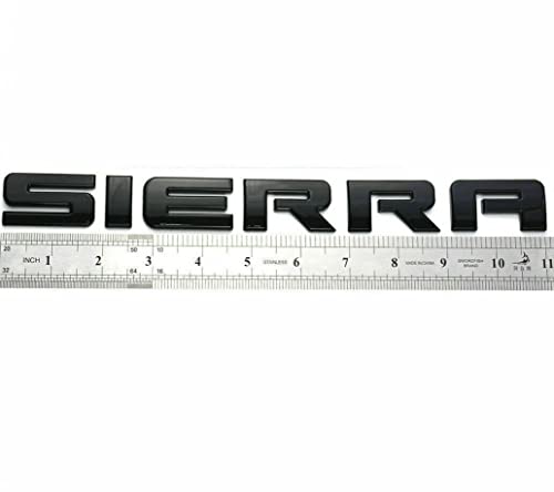 Image of 1x Sierra Emblem Nameplate Letter Decal Car Badge Compatible with Gm 2500Hd 3500Hd Sierra (Black /Red)